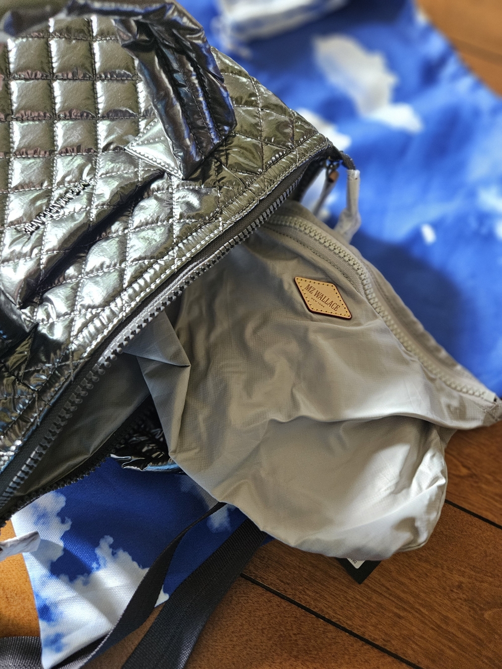 MZ Wallace Sutton Deluxe Crossbody Bag In Pewter Metallic - Picture 9 of 9